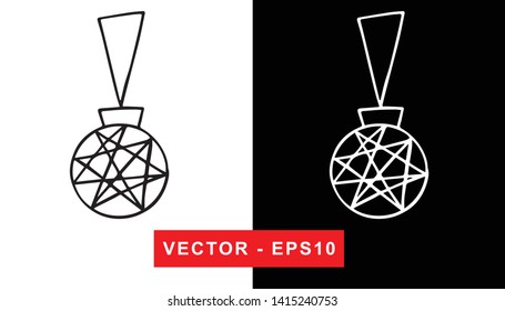 Black and White Vector Illustration of Hand Drawn Sketch of Christmas and Holiday Ball Icon on Isolated Background