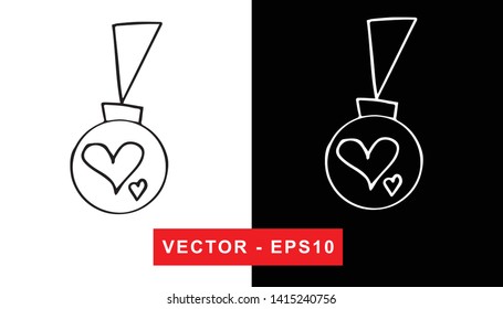 Black and White Vector Illustration of Hand Drawn Sketch of Christmas and Holiday Ball Icon on Isolated Background