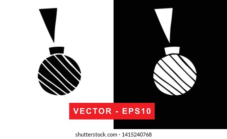 Black and White Vector Illustration of Hand Drawn Sketch of Christmas and Holiday Ball Icon on Isolated Background