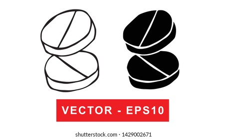 Black and White Vector Illustration of Hand Drawn Sketch of Medicine for Health Icon on Isolated Background