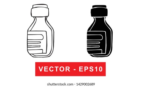 Black and White Vector Illustration of Hand Drawn Sketch of Medicine for Health Icon on Isolated Background