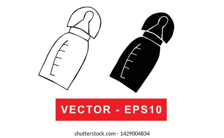 Black and White Vector Illustration of Hand Drawn Sketch of Baby Bottle Drinks Icon on Isolated Background