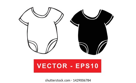 Black and White Vector Illustration of Hand Drawn Sketch of Baby Clothes Icon on Isolated Background