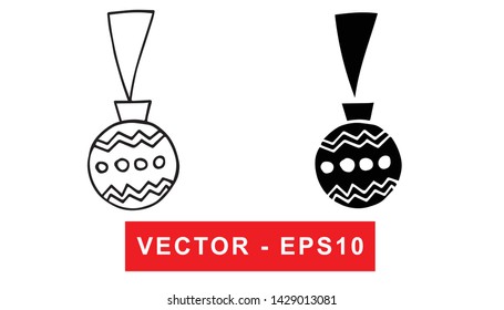 Black and White Vector Illustration of Hand Drawn Sketch of Christmas Holiday Balls Icon on Isolated Background