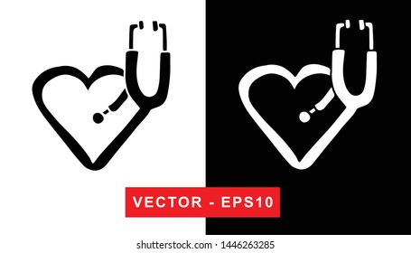 Black and White Vector Illustration of Hand Drawn Sketch of Nurse and Doctor Stethoscope for Medical, Hospital, and Health Care Icon on Isolated Background