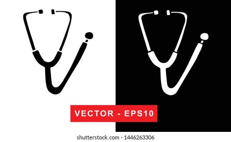 Black and White Vector Illustration of Hand Drawn Sketch of Nurse and Doctor Stethoscope for Medical, Hospital, and Health Care Icon on Isolated Background