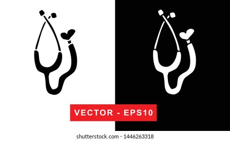 Black and White Vector Illustration of Hand Drawn Sketch of Nurse and Doctor Stethoscope for Medical, Hospital, and Health Care Icon on Isolated Background