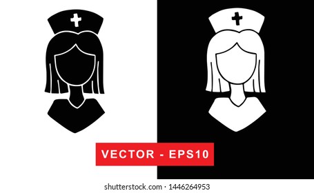 Black and White Vector Illustration of Hand Drawn Sketch of Nurse with Uniform for Medical, Hospital, and Health Care Icon on Isolated Background
