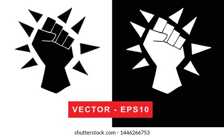 Black and White Vector Illustration of Hand Drawn Sketch of Strong Hand Power Icon on Isolated Background