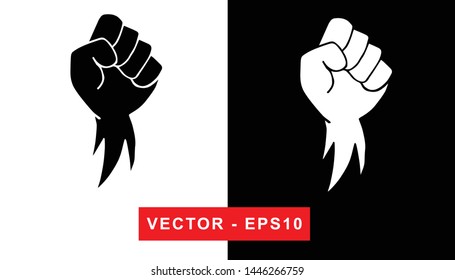 Black and White Vector Illustration of Hand Drawn Sketch of Strong Hand Power Icon on Isolated Background