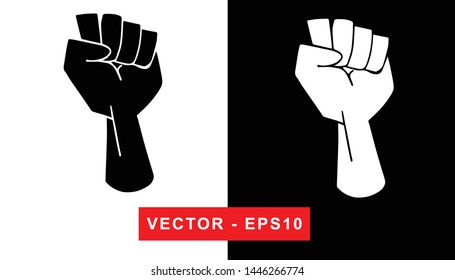 Black and White Vector Illustration of Hand Drawn Sketch of Strong Hand Power Icon on Isolated Background