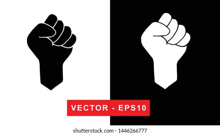 Black and White Vector Illustration of Hand Drawn Sketch of Strong Hand Power Icon on Isolated Background