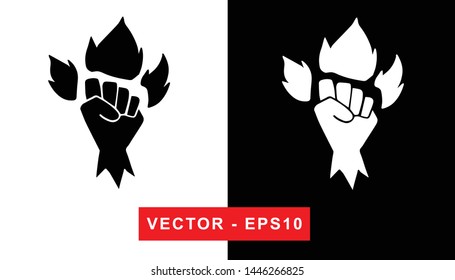Black and White Vector Illustration of Hand Drawn Sketch of Strong Hand Power Icon on Isolated Background