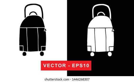 Black and White Vector Illustration of Hand Drawn Sketch of Travel Suitcase or Luggage Icon on Isolated Background