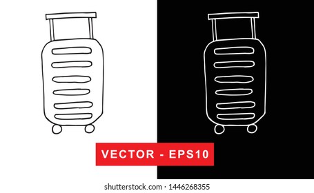 Black and White Vector Illustration of Hand Drawn Sketch of Travel Suitcase or Luggage Icon on Isolated Background