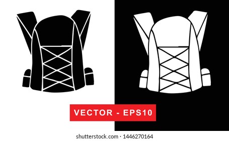 Black and White Vector Illustration of Hand Drawn Sketch of Back To School Bag Icon on Isolated Background