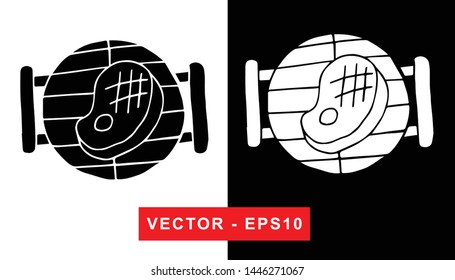 Black and White Vector Illustration of Hand Drawn Sketch of Barbecue or Grill Party Icon on Isolated Background