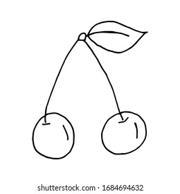 Black and white vector illustration Hand drawing cherry. doodle berries for stickers, posters, web design