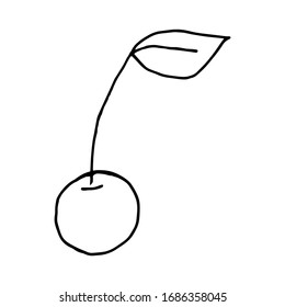 Schwarz-Weiß-Vektorillustration Illustration Handzeichnung Kirsche. Doppel-Beeren für Aufkleber, Plakate, Webdesign