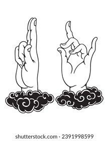 Black and white vector illustration of  hand gesture.
