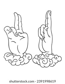 Black and white vector illustration of  hand gesture.