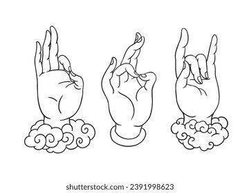 Black and white vector illustration of  hand gesture.