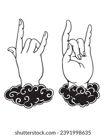 Black and white vector illustration of  hand gesture.