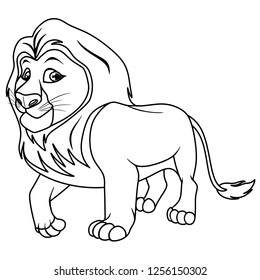 Black White Vector Illustration Happy Lion Stock Vector (Royalty Free ...