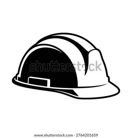 A black and white vector illustration of a hard hat, symbolizing safety and protection in construction or industrial environments.