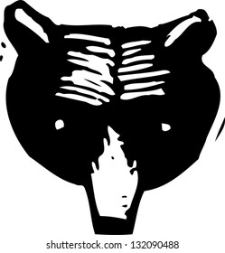 Black and white vector illustration of the head of a bear