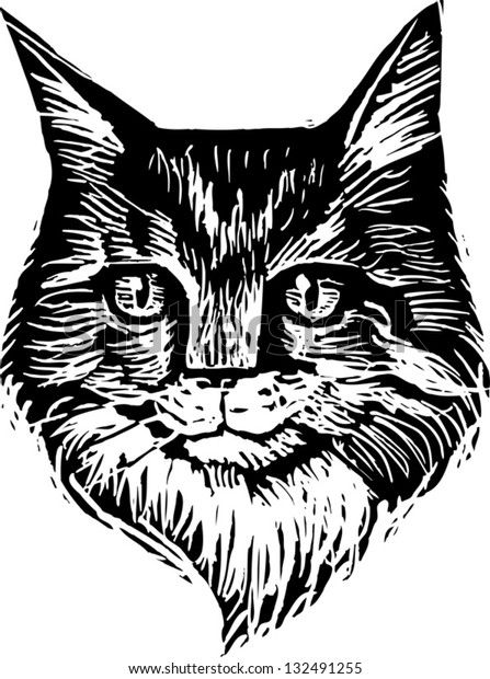 Black White Vector Illustration Head Long Stock Vector Royalty