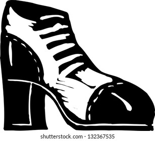 Black and white vector illustration of high heeled shoe