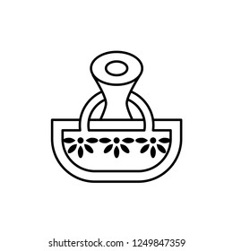 Black & white vector illustration of hole punch for diy craft scrapbook projects. Line icon of pattern puncher. Isolated object on white background