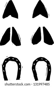 Black and white vector illustration of hoof prints