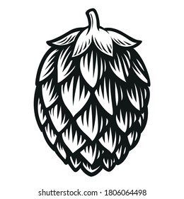 A black and white vector illustration of a hop isolated on white background.