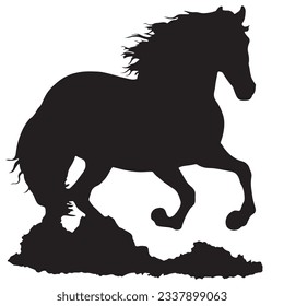 Black and white vector illustration: Horse running silhouette ready to print