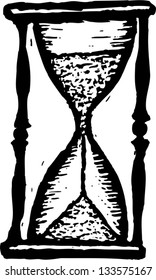 Black and white vector illustration of an hourglass