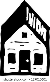 Black and white vector illustration of a house