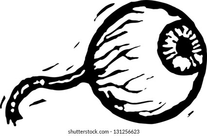 Black and white vector illustration of a human eyeball