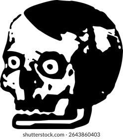 Black and white vector illustration of a human skull, commonly used in graphic designs and symbols.