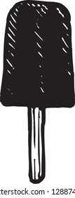 Black and white vector illustration of an ice cream