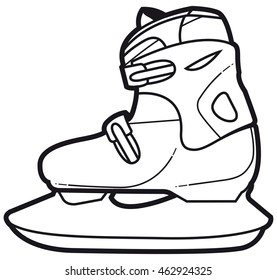 black and white vector illustration of an ice skate