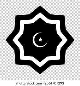 a black and white vector illustration icon of the month of Ramadan logo 