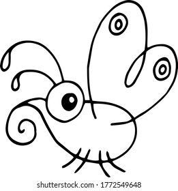 black and white vector illustration image of butterfly 