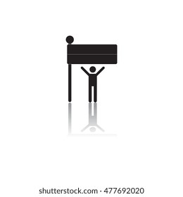 Black and white vector illustration of Independence Day in flat style man silhouette and flag