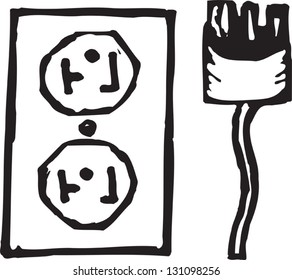 Black and white vector illustration of international plug