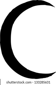 Black and white vector illustration of Islam crescent moon