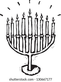 Black and white vector illustration of Jewish candles