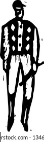 Black and white vector illustration of a Jockey