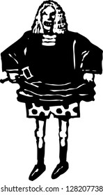 Black And White Vector Illustration Of Judge Pulling Up Robes